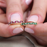 14k Slanted Ruby and Round Diamond Ring  Ferkos Fine Jewelry
