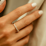 14K Gold Slanted Marquise and Round Diamond Ring Ferkos Fine Jewelry