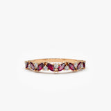 14k Slanted Ruby and Round Diamond Ring 14K Rose Gold Ferkos Fine Jewelry