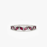 14k Slanted Ruby and Round Diamond Ring Ferkos Fine Jewelry