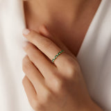 14k Slanted Emerald and Round Diamond Ring  Ferkos Fine Jewelry