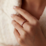 14k Slanted Ruby and Round Diamond Ring  Ferkos Fine Jewelry