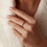 14k Slanted Ruby and Round Diamond Ring Ferkos Fine Jewelry