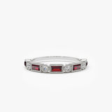 14k Baguette Ruby and Diamond Ring Ferkos Fine Jewelry