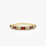 14k Baguette Ruby and Diamond Ring 14K Gold Ferkos Fine Jewelry