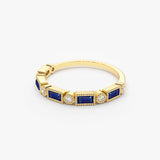 14k Sapphire Baguette and Diamond Ring Ferkos Fine Jewelry
