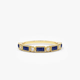 14k Sapphire Baguette and Diamond Ring 14K Gold Ferkos Fine Jewelry