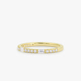 14K Gold Baguette and Round Cut Diamond Wedding Band Ferkos Fine Jewelry