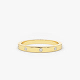 14K Burnish Set Diamond Wedding Ring 14K Gold Ferkos Fine Jewelry
