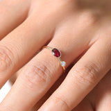 14k Oval Shape Bezel Setting Ruby and Diamond Ring Ferkos Fine Jewelry
