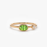 14k Gold Oval Peridot and Diamond Ring 14K Rose Gold Ferkos Fine Jewelry