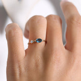 14k Gold Oval London Blue Topaz and Diamond Ring Ferkos Fine Jewelry