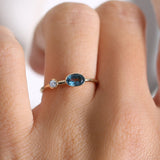 14k Gold Oval London Blue Topaz and Diamond Ring Ferkos Fine Jewelry