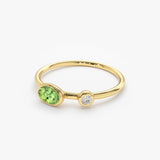 14k Gold Oval Peridot and Diamond Ring Ferkos Fine Jewelry