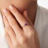 14K Gold Oval Shape Amethyst and Diamond Ring Ferkos Fine Jewelry