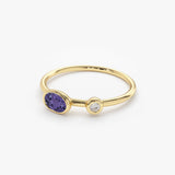 14K Gold Oval Shape Amethyst and Diamond Ring Ferkos Fine Jewelry
