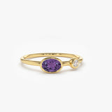 14K Gold Oval Shape Amethyst and Diamond Ring 14K Gold Ferkos Fine Jewelry