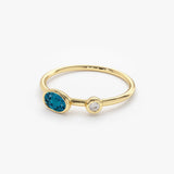 14k Gold Oval London Blue Topaz and Diamond Ring Ferkos Fine Jewelry