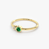 14K Gold Bezel Setting Emerald and Diamond Ring Ferkos Fine Jewelry