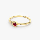 14K Gold Bezel Setting Ruby and Diamond Ring Ferkos Fine Jewelry