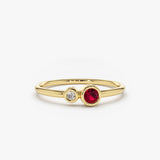 14K Gold Bezel Setting Ruby and Diamond Ring 14K Gold Ferkos Fine Jewelry