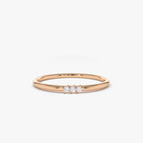 14K Gold 3 Stone Minimalist Diamond Ring 14K Rose Gold Ferkos Fine Jewelry