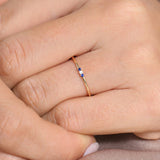 14K Gold Minimal Sapphire and Diamond Ring Ferkos Fine Jewelry
