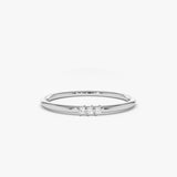 14K Gold 3 Stone Minimalist Diamond Ring 14K White Gold Ferkos Fine Jewelry