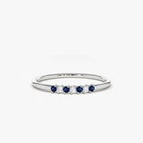 14k Petite Sapphire and Diamond Ring 14K White Gold Ferkos Fine Jewelry