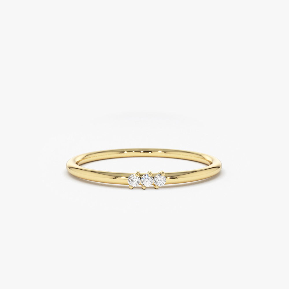 14K Gold 3 Stone Minimalist Diamond Ring 14K Gold Ferkos Fine Jewelry