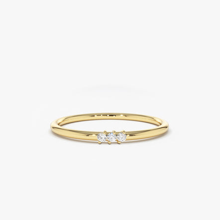 14K Gold 3 Stone Minimalist Diamond Ring 14K Gold Ferkos Fine Jewelry