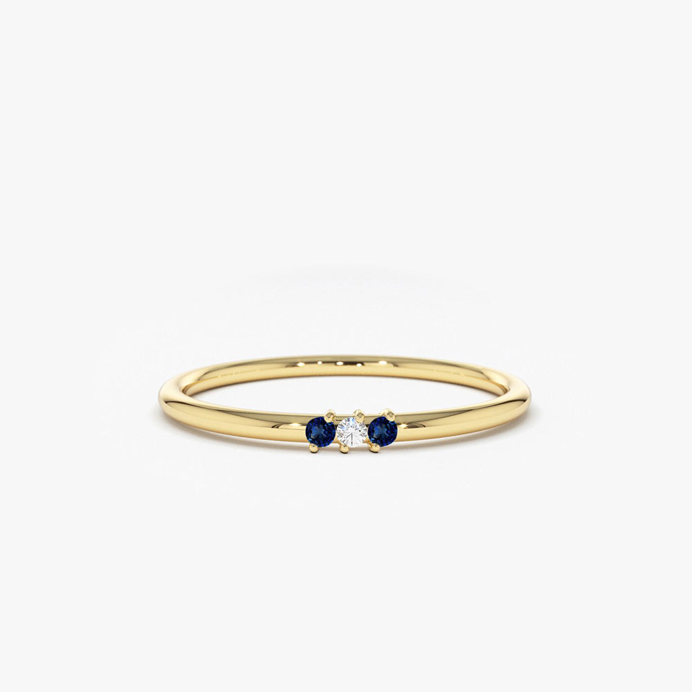 14K Gold Minimal Sapphire and Diamond Ring 14K Gold Ferkos Fine Jewelry