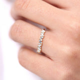 14K Gold Slanted Baguette and Round Diamond Ring Ferkos Fine Jewelry