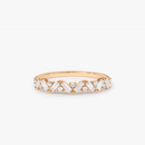 14K Gold Slanted Baguette and Round Diamond Ring 14K Rose Gold Ferkos Fine Jewelry