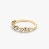 14K Gold Slanted Baguette and Round Diamond Ring Ferkos Fine Jewelry