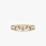 14K Gold Slanted Baguette and Round Diamond Ring 14K Gold Ferkos Fine Jewelry