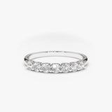 0.45 cwt 14k Seven Stone U-Shaped Lab Grown Diamond Wedding Band - Ranya 14K White Gold Ferkos Fine Jewelry