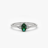 14K Oval Emerald and Diamond Ring 14K White Gold Ferkos Fine Jewelry