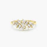 14k Baguette Diamond Cluster Ring 14K Gold Ferkos Fine Jewelry