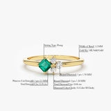 14K Dainty Princess Cut Emerald and Diamond Ring Ferkos Fine Jewelry
