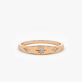 14K Gold Star Setting 3 Diamond Stacking Ring 14K Rose Gold Ferkos Fine Jewelry