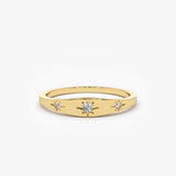 14K Gold Star Setting 3 Diamond Stacking Ring 14K Gold Ferkos Fine Jewelry
