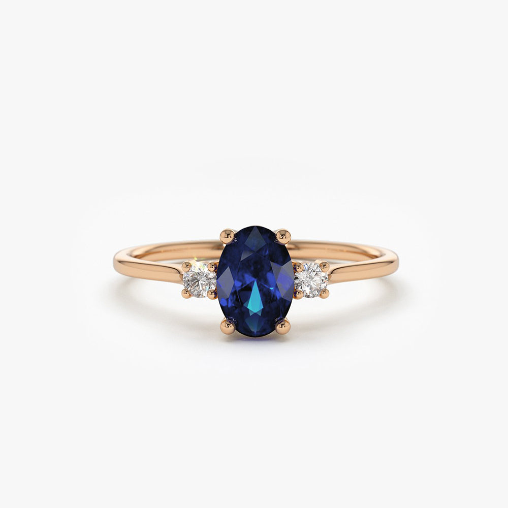 14k Oval Shape Sapphire and Diamond Stone Ring – Ferkos Fine Jewelry