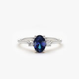 14k Oval Shape Sapphire and Diamond 3 Stone Ring Ferkos Fine Jewelry
