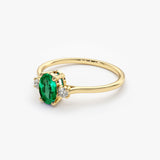 14k Oval Shape Emerald and Diamond 3 Stone Ring Ferkos Fine Jewelry