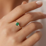 14k Oval Shape Emerald and Diamond 3 Stone Ring Ferkos Fine Jewelry
