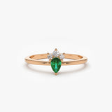 14k Mini Emerald and Diamond Ring 14K Rose Gold Ferkos Fine Jewelry