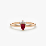 14k Mini Ruby and Diamond Ring 14K Rose Gold Ferkos Fine Jewelry