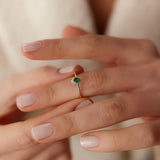 14k Mini Emerald and Diamond Ring Ferkos Fine Jewelry