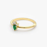14k Mini Emerald and Diamond Ring Ferkos Fine Jewelry